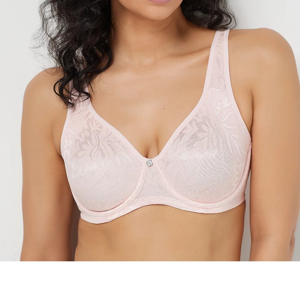 Breezies Jacquard Shine Unlined Minimizer Bra Pink